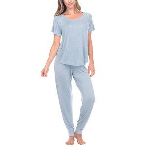 NEW Honeydew Womens Jersey Knit Jogger Lounge Pajamas Set Blue Dot NWT NL